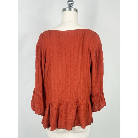 NWT-Luq XL Fall Aesthetic Boho Peasant Gypsy Flowing Hippy Orange Blouse - Picture 2 of 9